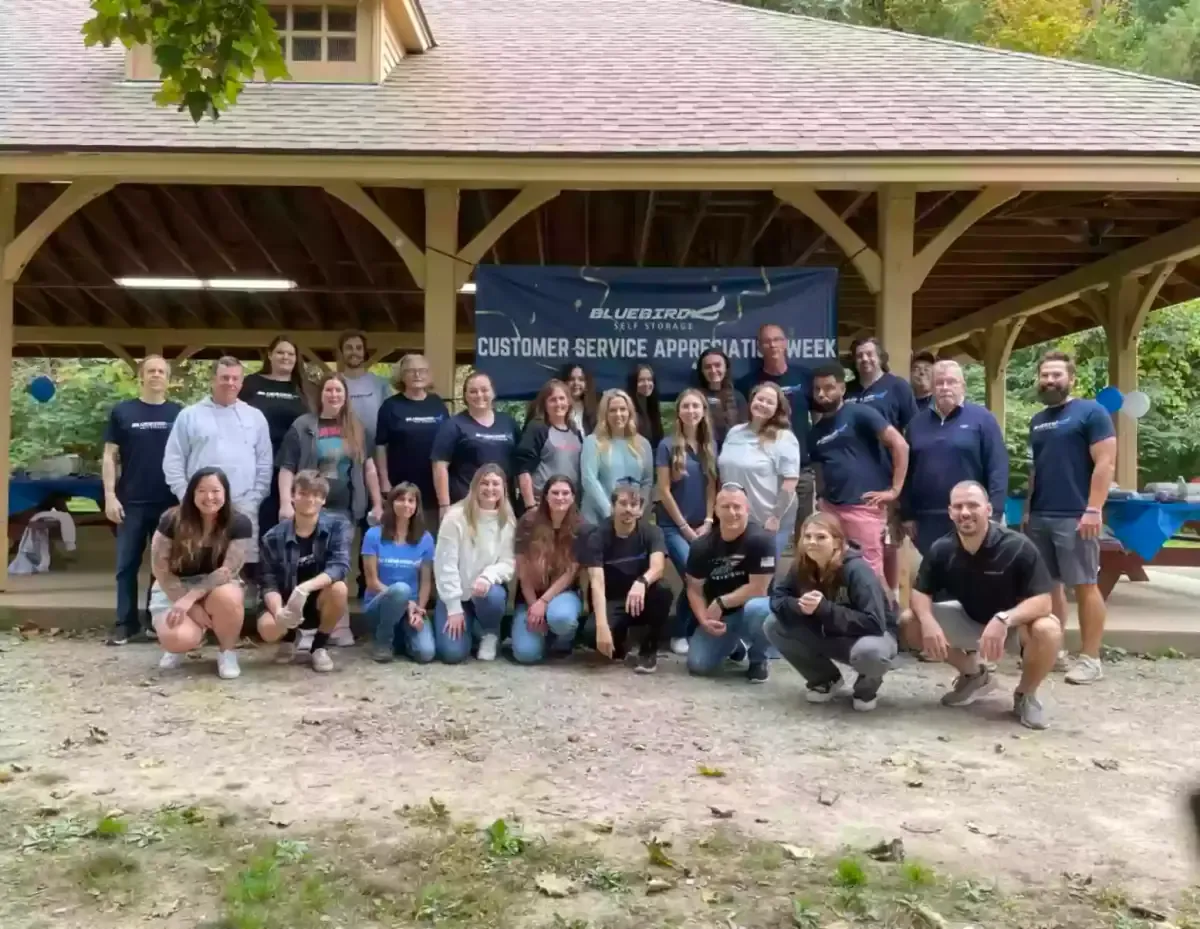 Bluebird Self Storage team members lined up for a group photo.